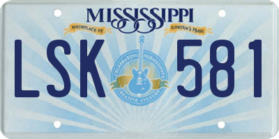 MS license plate LSK581