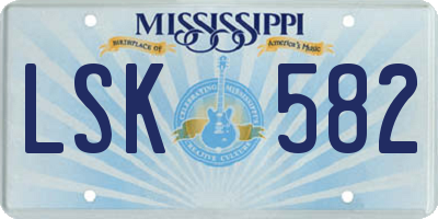 MS license plate LSK582