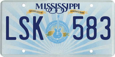 MS license plate LSK583