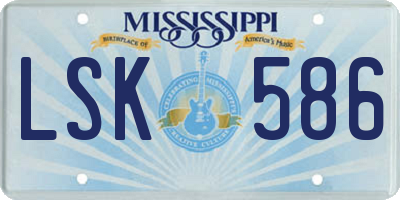 MS license plate LSK586