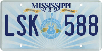 MS license plate LSK588