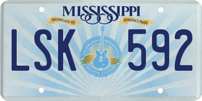 MS license plate LSK592