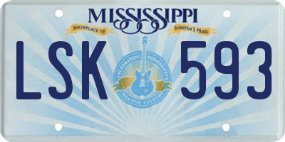 MS license plate LSK593