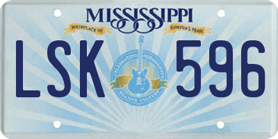 MS license plate LSK596