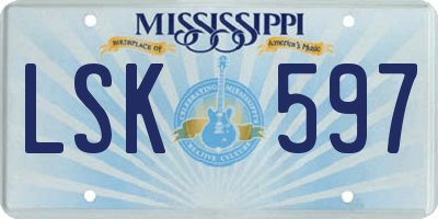 MS license plate LSK597
