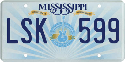 MS license plate LSK599