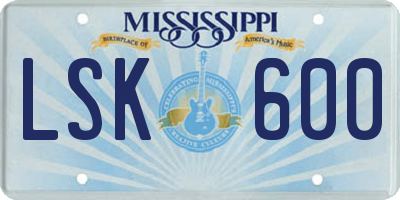 MS license plate LSK600