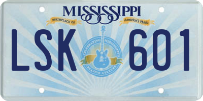 MS license plate LSK601