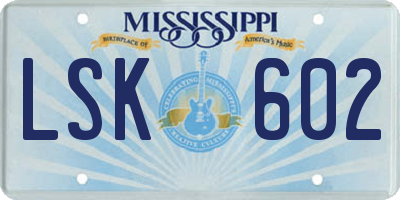 MS license plate LSK602