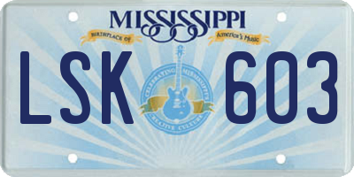 MS license plate LSK603
