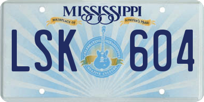MS license plate LSK604