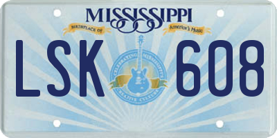 MS license plate LSK608