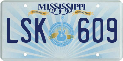 MS license plate LSK609