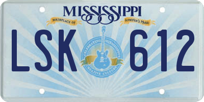 MS license plate LSK612
