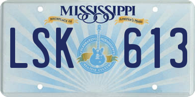 MS license plate LSK613