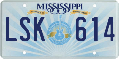 MS license plate LSK614