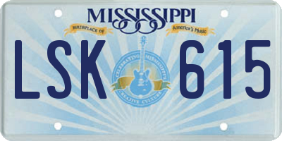 MS license plate LSK615