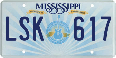 MS license plate LSK617