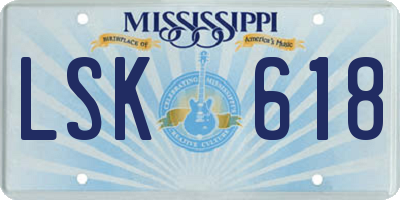 MS license plate LSK618