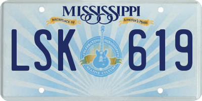 MS license plate LSK619