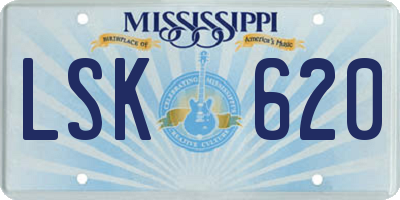 MS license plate LSK620
