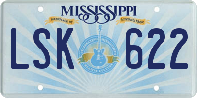 MS license plate LSK622