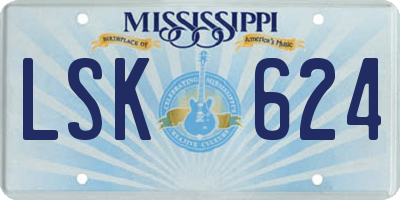 MS license plate LSK624