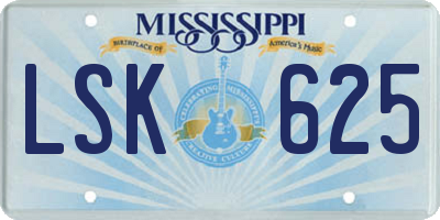MS license plate LSK625