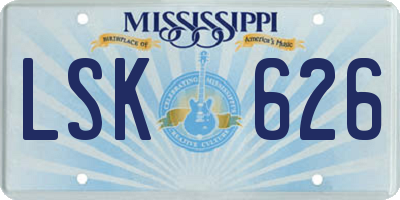MS license plate LSK626