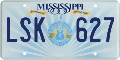 MS license plate LSK627