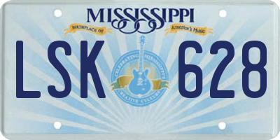 MS license plate LSK628