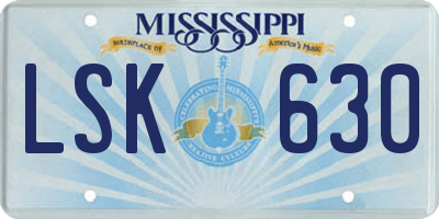 MS license plate LSK630