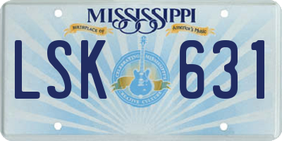 MS license plate LSK631