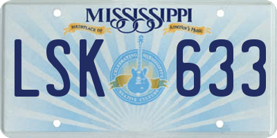 MS license plate LSK633