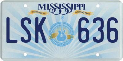 MS license plate LSK636