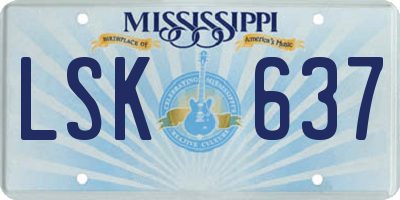 MS license plate LSK637