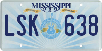 MS license plate LSK638