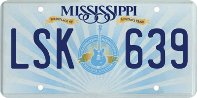 MS license plate LSK639