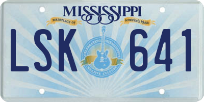 MS license plate LSK641