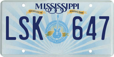 MS license plate LSK647