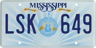 MS license plate LSK649