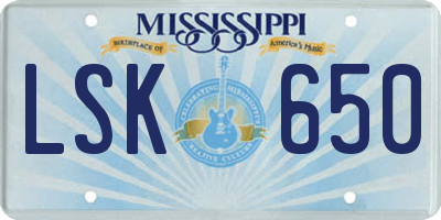 MS license plate LSK650