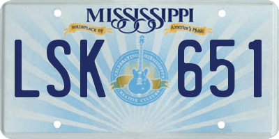MS license plate LSK651