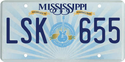 MS license plate LSK655