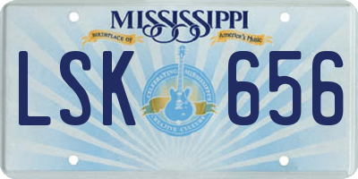 MS license plate LSK656