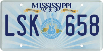 MS license plate LSK658