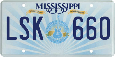 MS license plate LSK660