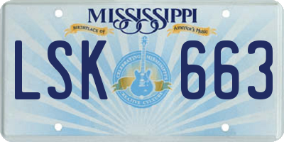 MS license plate LSK663