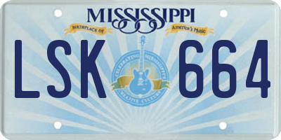 MS license plate LSK664