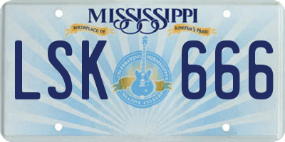 MS license plate LSK666